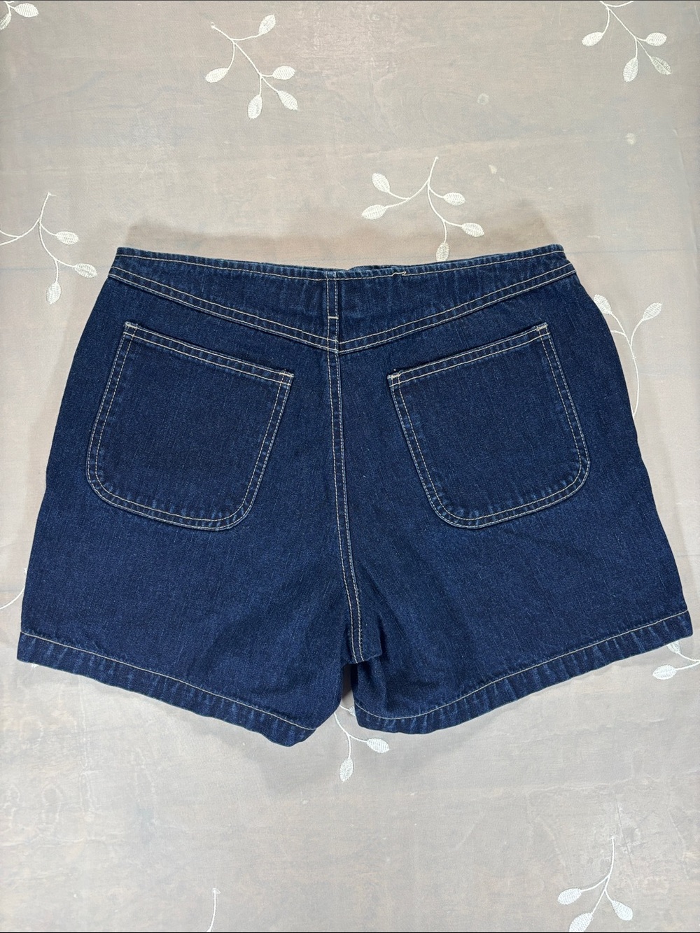 VTG Y2K Garage Dark Blue Denim Patch-Pocket Shorts Woman SZ 7 Summer mid-Waist - Picture 11 of 13